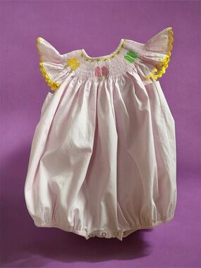 Remember Nguyen Smocked Popsicle Bubble Romper Pink 18M Boutique Summer